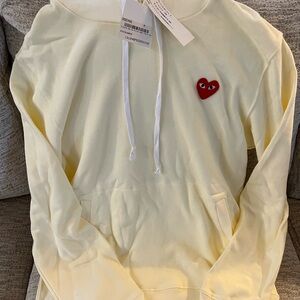 Comme des Garcons Women's Butter Yellow Sweater with Heart Detail